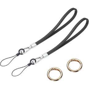 uxcell 2 Pcs Smooth Leather Wristlet Strap, Prevent Drop Wrist Lanyard Straps for Clutch Cellphone Keychain Wallet Purse (Black) in Kuwait