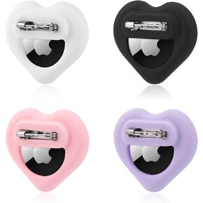 4 Pack for Apple Airtag Holder for Kids Hidden, Heart-Shape GPS Tracker Case with Pins Silicone Protective Cover Compatible with AirTag Kids Elderly Clothes Backpack Luggage Shoes (4 Colors)