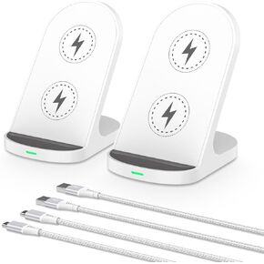 2Pack 15W Wireless Charger Stand Fast Charging Pad Dock for Samsung Galaxy S25 Ultra Plus S25+ S24 S23 S22 S21 S20 Ultra 5G FE Plus, Note 20, Z Flip 4 5 6, Z Fold 4 5 6, Google Pixel 9 8 7 6
