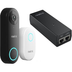 REOLINK Video Doorbell PoE Bundle with PoE Injector, One Cable Offer Both Power and Data, 180 Degree Diagonal, 2 Way Talk, No Monthly Fee, 5MP HD Security PoE Camera System