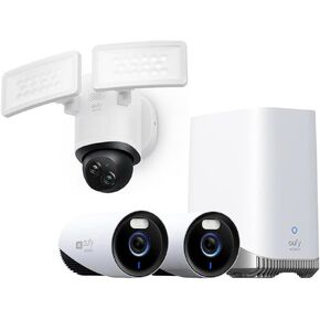 eufy Security eufyCam E330 (Professional) 2-Cam Kit, 4K Outdoor Security Camera System+eufy Security Floodlight Camera E340 Wired, 360° Pan and Tilt