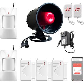 Tuya APP WiFi New, Home Office Store Security System, Burglar Alarm System Kit, Door and Window Sensor Alarm, Infrared Motion Sensor Alarm Sensor, Rainproof 120db Loud Volume Alarm Mobil Notification…