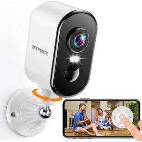 2K Security Cameras Wireless Outdoor, Pan Rotating 360° Battery Powered WiFi Camera with AI Motion Detection, Color Night Vision, Spotlight, Siren, 2-Way Talk, Waterproof, SD/Cloud Storage