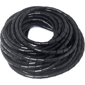 Spiral Cable Wrap, 12M Black Inner Diameter 8mm PE Wire Winding Tube Spiral Protective Sleeve, Winding Pipeline Bundle Spiral Cable Tube