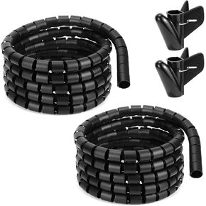 QWORK Cable Management Sleeve, 2 Pack 1" x 10FT Cable Tube Hider Wire Wrap Cord Organizer for PC TV Computer