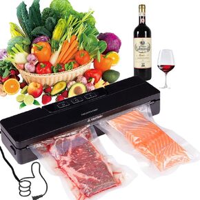 Vacuum Sealer Machine, Compact Precision Food Vacuum Sealer, One-Touch Automatic Vacuum Sealer, for Sous Vide, Food Storage & Vacuum Sealer Bag, Include Starter Kit (Black)