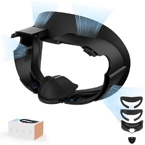 Face Pad Cover Facial Interface for Meta/Oculus Quest 3 Headset - Ice Silk and PU Leather Face Cushion Gasket (Facial Frame)