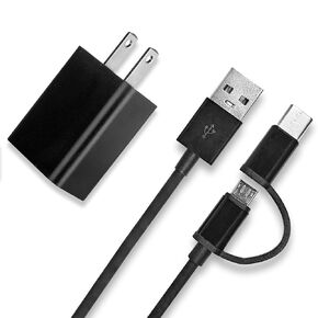 5V Charger Replacement for All Amazons Kindle Fire HD 6 7 8 10, Paperwhite, Galaxy,Kids E-Reader Tablet Micro USB Type C 2 in 1 Charging Cable