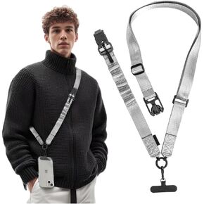 Phone Lanyard Crossbody مع حلقات معلقة ، قص مقطعًا واذهب للهاتف مع محفظة سحاب ، حزام هاتف مرن قابل للتعديل