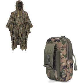 3D Ghillie Suit + Waist Bag Tactical Molle Pouch