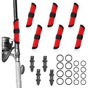 BOXOB 6pcs Fishing Hook Covers, 5.91 Inch Fishing Lure Covers with 4 Sets Bait Holders Hook Keeper Fish Pole Sleeve Rod Glove Protectors Rod Armour Lure Shield Wraps Essential Gear for Fishermen Gift