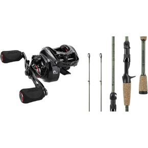 KastKing Spartacus II Baitcasting Reel, Black, Right Handed, KastKing Spartacus II Twin Tip Fishing Rods, Cast - 6'8" - MH Power - Fast