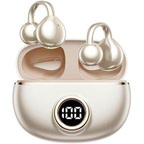 ACEMO Bluetooth Headphones Wireless Earbuds Earphones HiFi Stereo 40H Playtime Open-Ear Earbud Ear Clip with LED Power Display Waterproof Fitness Running Workout Headphones for Android iOS, Purple