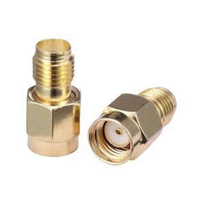 SMA Female to RP-SMA Female Adapter Barrel Connector Copper Gold-Plating 50 ohms Coaxial Cable Radio Router WiFi Antenna Walkie-Talkie Mobile Communication Pack of 2