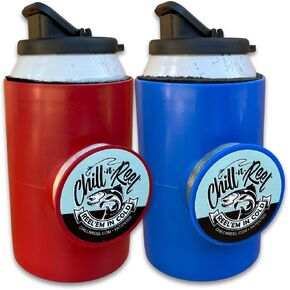 Chill-N-Reel Crimson & Blue Duo: Fishing Can Cooler Combo Includes Highly Rated Crimson and Blue Beer Can Coolers for Fishing (from Shark Tank)