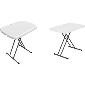 Lifetime Adjustable Folding Laptop Tables, 26 Inch and 30 Inch, White Granite