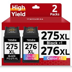 PG-275XL CL-276XL Replacement for Canon Ink 275 and 276 PG275 CL276 275XL 276XL Ink Cartridge Combo Pack for PIXMA TR4720 TS3522 TS3500 TR4700 TR4722 TS3720 Printer Ink Cartridge (Black Color,2-Pack)