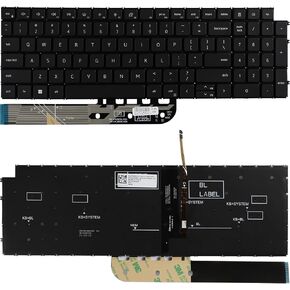 لوحة مفاتيح الاستبدال مع الإضاءة الخلفية لـ Dell Inspiron 15 3510 3511 3515 5510 5515 5518 Inspiron 16 7610 ، Vostro 15 3510 3515 3520 3525 7510 7620 ، Latitude 15 3520 Series Laptop Backback Keyboard