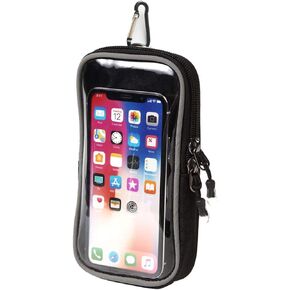 Backpack Strap Pouch for Smartphone, Phone Belt Holder,Touch Panel Operation Supported, Molle Phone Pouch Cell Phone Holder, Carabiner, Black