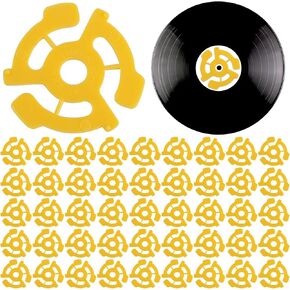 Framendino, 100 Pack Plastic 45 RPM Record Adapters Yellow 7 Inch Vinyl Records Adapter