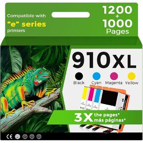 910XL Ink Cartridges Combo Pack Compatible for HP 910 XL Black Color for HP910 HP910XL for OfficeJet Pro 8015e 8025e 8028e 8010 8025 8020 8020e 8035 8028 8015 8022 Printer Cyan Magenta Yellow 4-Pack