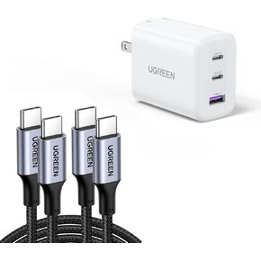 UGREEN USB C Charger Bundle with 3.3ft 100W 2-Pack USB C to USB C Charger Cable for iPhone 15/15 Plus/15 Pro/15 Pro Max, MacBook Pro, iPad Pro, Dell XPS, Samsung Galaxy S24/S23/S22 Ultra