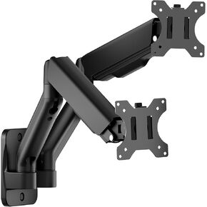 Montek Dual Monitor Wall Mount لمدة 17 إلى 32 بوصة شاشات مسطحة/منحنية ، كل منها يحمل إلى 19.8 رطل ، وذراع شاشة الربيع الميكانيكية القابلة للتعديل ، 75 × 75/100 × 100 جدار فيسا ، أسود