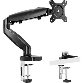 Single Monitor Mount Gas Spring Monitor Arm Desktop Mount Fully Adjustable 15 to 27 Inch Screens, Computer Display Stand with Clamp & Grommet Base, VESA Mount Bracket, Fits 4.4 to 15.4 LBS