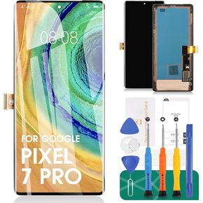 OLED لـ Google Pixel 7 Pro 5G LCD Screen Replace for Google Pixel 7 Pro LCD Display لـ Google Pixel 7 Pro GP4BC Ge2ae Touch Screen Digitizer Assembly Assembly (مع إطار ، أسود)