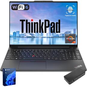 Lenovo ThinkPad E16 Business Laptop, 16" FHD+ Display, AMD Ryzen 7 7730U, 40GB RAM, 2TB SSD, HDMI, FP Reader, Backlit Keyboard, Wi-Fi 6, Win 11 Pro w/AI Copilot, Bundle with Targus Docking Station
