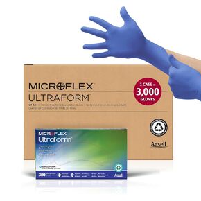 قفازات نيتريل Microflex UF524S Ultraform خالية من البودرة، حجم صغير، 300 قطعة