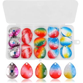 OROOTL Spinner Blades for Lure Making, 50pcs Colorado Blades DIY Fishing Lure Making Supplies Mix Colors Fishing Spoons for Inline Spinnerbait Walleye Rigs Salmon Trout Bass