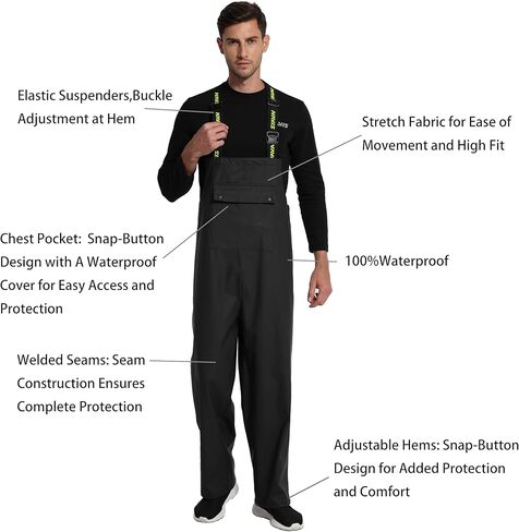 ملابس خارجية للعمل للرجال - بدلة مطر احترافية مع سترة مطاطية وسروال مريلة لتوفير أقصى درجات الأمان والراحة in Kuwait