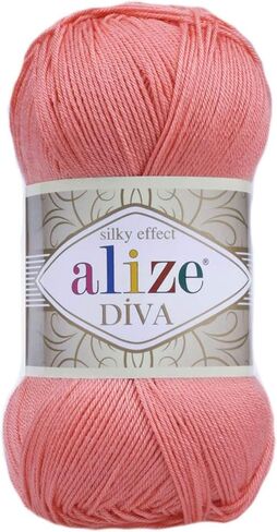 Alize Diva Silk Effect 100% Microfiber Acrylic Yarn 1 Ball skeins 100gr 383yds Color (185 - Baby Pink) in Saudi Arabia
