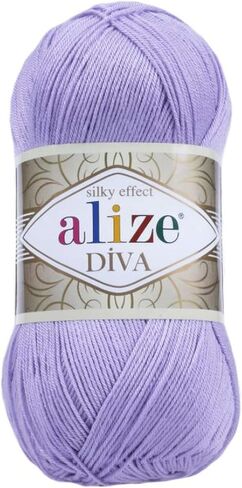 Alize Diva Silk Effect 100% Microfiber Acrylic Yarn 1 Ball skeins 100gr 383yds Color (185 - Baby Pink) in Saudi Arabia