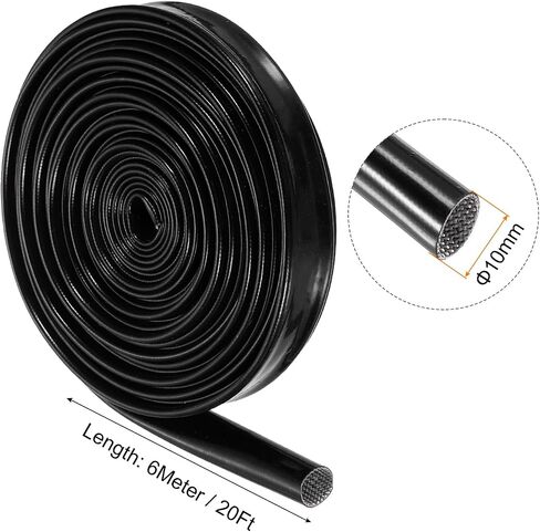 MECCANIXITY Insulation Braided Cable Sleeve,20 Ft-3/8 Inch ID Black, High Temp Silicone Fiberglass Sleeving for Cable Wrap, Automotive Wiring Protection in Saudi Arabia