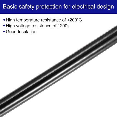 MECCANIXITY Insulation Braided Cable Sleeve,20 Ft-3/8 Inch ID Black, High Temp Silicone Fiberglass Sleeving for Cable Wrap, Automotive Wiring Protection in Saudi Arabia