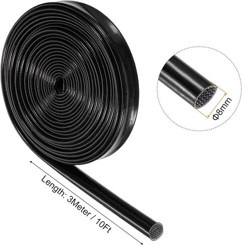 MECCANIXITY Insulation Braided Cable Sleeve,20 Ft-3/8 Inch ID Black, High Temp Silicone Fiberglass Sleeving for Cable Wrap, Automotive Wiring Protection in Saudi Arabia