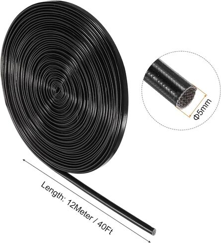 MECCANIXITY Insulation Braided Cable Sleeve,20 Ft-3/8 Inch ID Black, High Temp Silicone Fiberglass Sleeving for Cable Wrap, Automotive Wiring Protection in Saudi Arabia