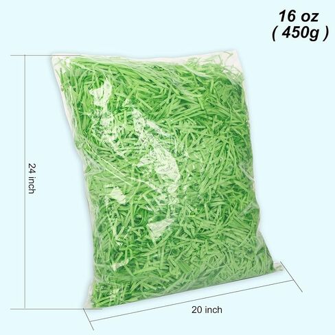 Kiddokids 16 oz Easter Grass, Raffia Crinkle Cut Paper Shreds for Gift Packaging, Basket Grass Filler, Egg Stuffers & Party Decorations, Recyclable Craft Tissue Paper (Green) in Kuwait