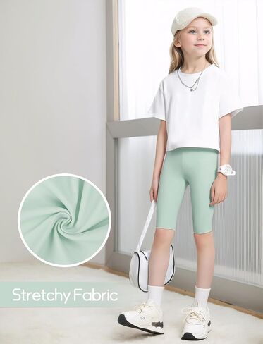 Happy Cherry Kid Girls Biker Shorts High Waist Tummy Control Athletic Shorts Over The Knee Cartwheel Short Leggings 3-11Y in Saudi Arabia