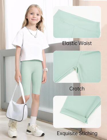 Happy Cherry Kid Girls Biker Shorts High Waist Tummy Control Athletic Shorts Over The Knee Cartwheel Short Leggings 3-11Y in Saudi Arabia