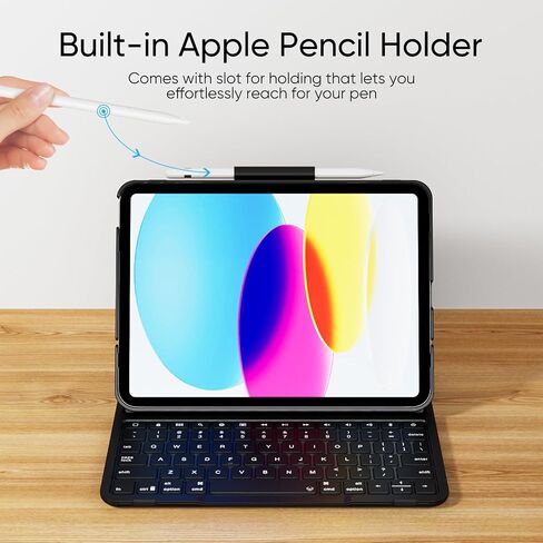 PAUL B for iPad 10th/11th Generation Case with Keyboard 10.9 Inch 2022/11 Inch 2025,Cover with Pencil Holder,Integrated for 10 Gen/11 Gen(A16),Wireless iPad Keyboard Case,Thin & Light (Black) in Kuwait