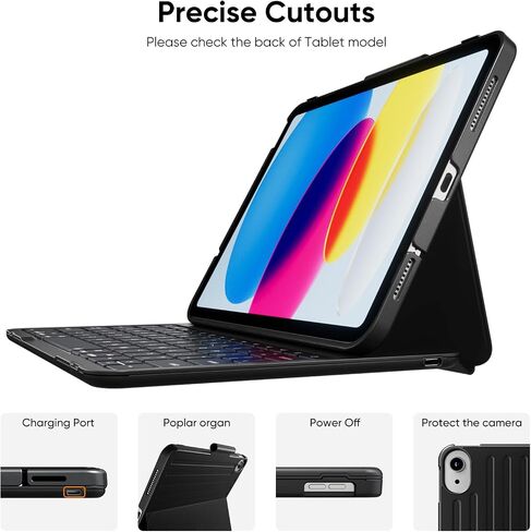 PAUL B for iPad 10th/11th Generation Case with Keyboard 10.9 Inch 2022/11 Inch 2025,Cover with Pencil Holder,Integrated for 10 Gen/11 Gen(A16),Wireless iPad Keyboard Case,Thin & Light (Black) in Kuwait