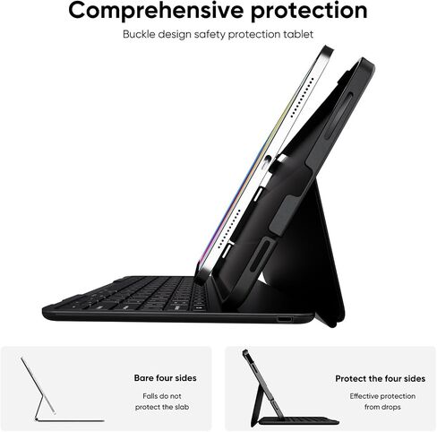 PAUL B for iPad 10th/11th Generation Case with Keyboard 10.9 Inch 2022/11 Inch 2025,Cover with Pencil Holder,Integrated for 10 Gen/11 Gen(A16),Wireless iPad Keyboard Case,Thin & Light (Black) in Kuwait