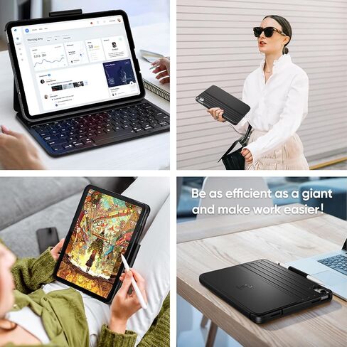 PAUL B for iPad 10th/11th Generation Case with Keyboard 10.9 Inch 2022/11 Inch 2025,Cover with Pencil Holder,Integrated for 10 Gen/11 Gen(A16),Wireless iPad Keyboard Case,Thin & Light (Black) in Kuwait