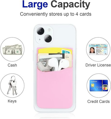 4Pack Adhesive Phone Card Holder Phone Card Holder Stick on,Silicone Self Adhesive Card Holders for Back of Phone,Phone Wallet Stick on for Cell Phone,for Credit Card ID (Red white blue) in Saudi Arabia