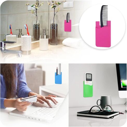 4Pack Adhesive Phone Card Holder Phone Card Holder Stick on,Silicone Self Adhesive Card Holders for Back of Phone,Phone Wallet Stick on for Cell Phone,for Credit Card ID (Red white blue) in Saudi Arabia