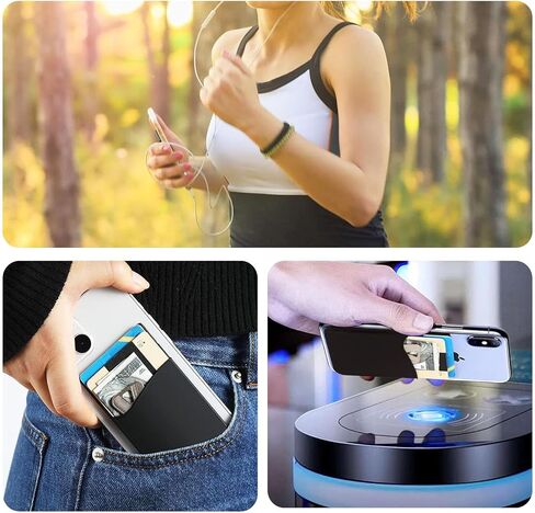 4Pack Adhesive Phone Card Holder Phone Card Holder Stick on,Silicone Self Adhesive Card Holders for Back of Phone,Phone Wallet Stick on for Cell Phone,for Credit Card ID (Red white blue) in Saudi Arabia