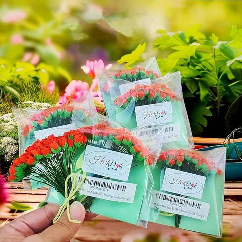 Mini Rose Bud Mulberry Paper Flower, Artificial Tiny Roses Flowers for Wedding Card Embellishment Scrapbook DIY Bouquet Crafts. (Red) in Kuwait